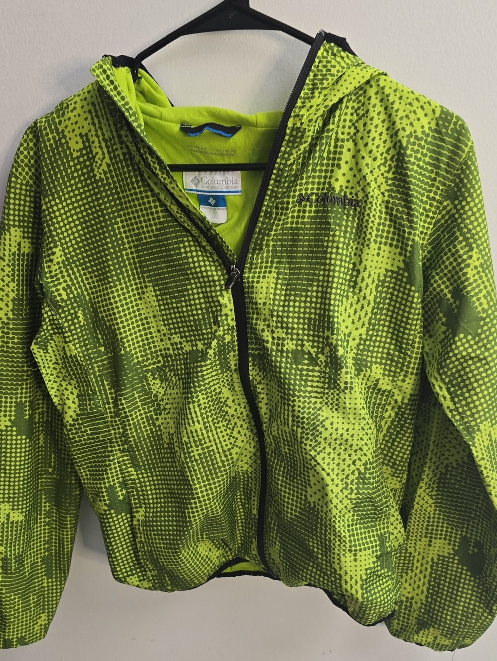 Columbia Women Neon Lime Hooded Swim Rashguard Jacket